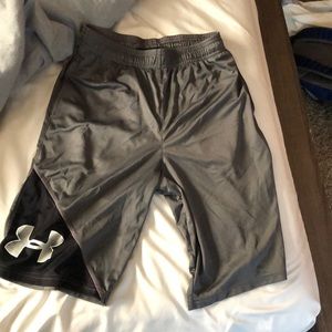 Gray under armour shorts.